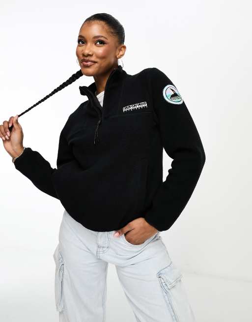 Napapijri - Cuverville - Sherpa fleece met 1/2 rits in zwart