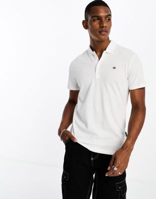 Napapijri Ealis short sleeve polo shirt in white - ASOS Price Checker