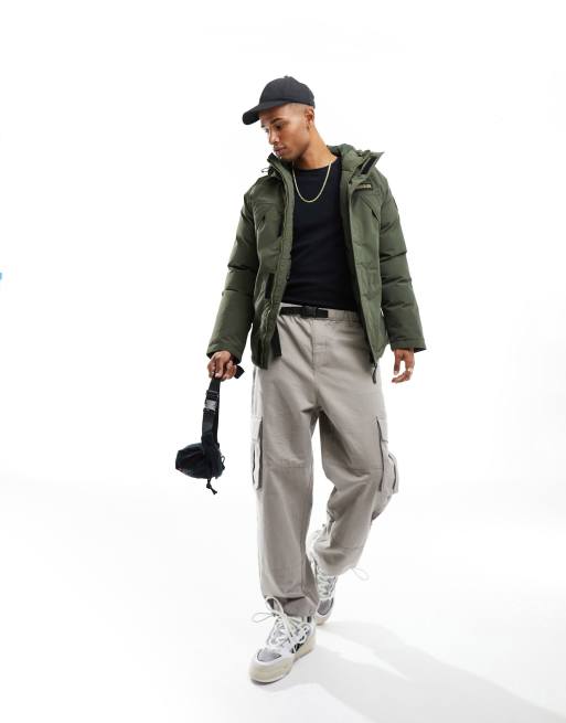 Napapijri Epoch waterproof insulated hooded jacket in khaki