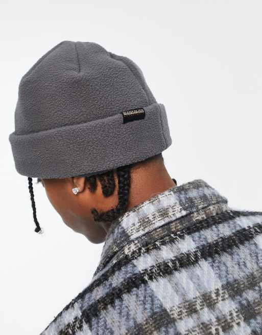 Napapijri - F-Rock - Beanie met omkaderd logo in grijs, 2 van 4