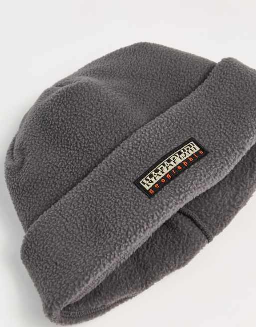 Napapijri - F-Rock - Beanie met omkaderd logo in grijs, 4 van 4