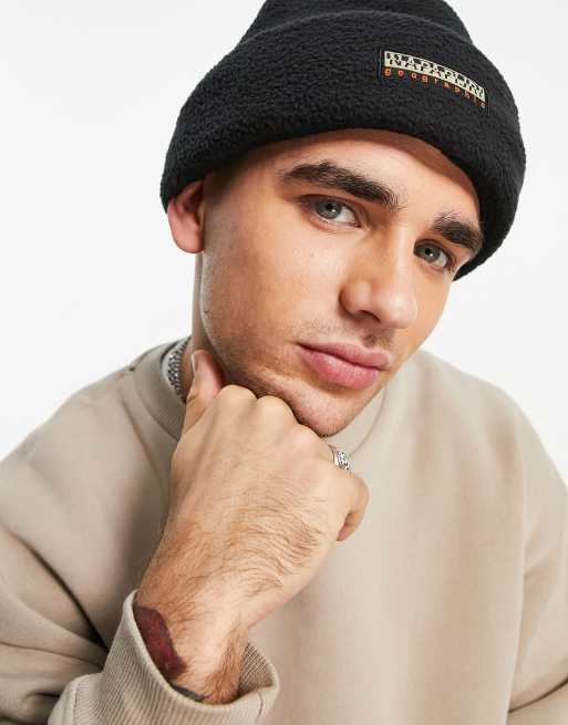 Napapijri f-rock box logo beanie in black