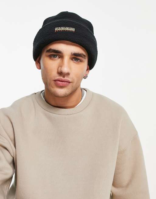 Napapijri F-Rock box logo beanie in black, 3 of 4