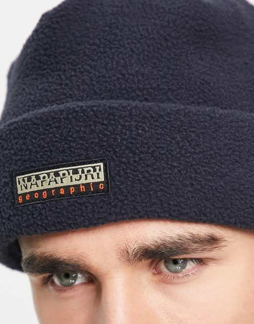 Napapijri F-Rock box logo beanie in navy, 3 of 4