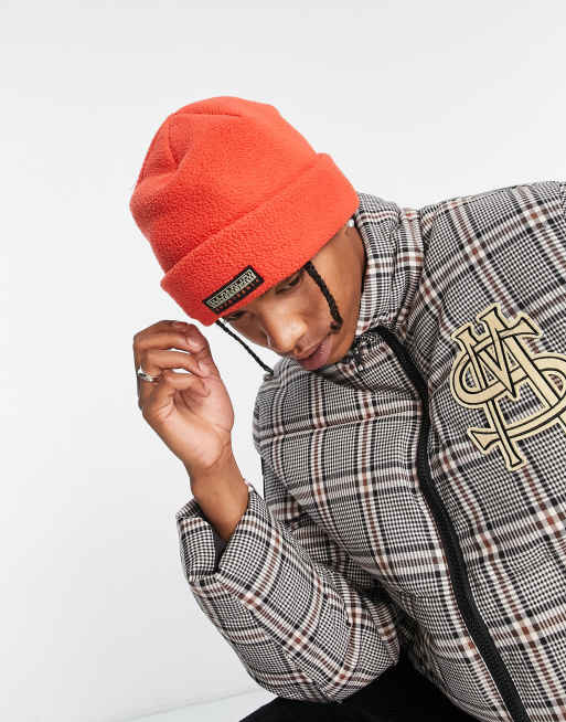 Napapijri – F-Rock – Strickmütze in Rot mit Box-Logo