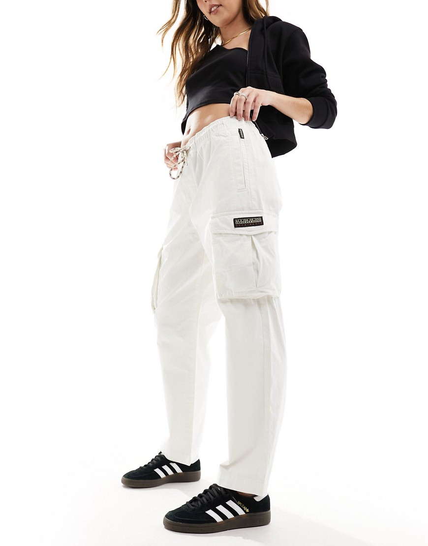 Napapijri Faber cargo tapered trousers in off white