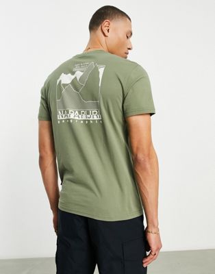 Napapijri Fede back print t-shirt in khaki