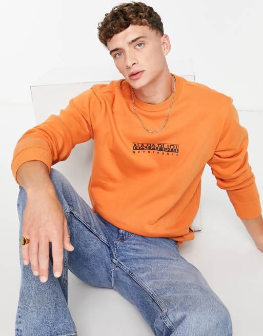 Napapijri - Felpa arancione con logo squadrato