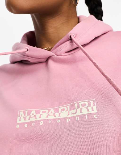 Napapijri Felpa corta rosa con cappuccio e riquadro con logo ASOS