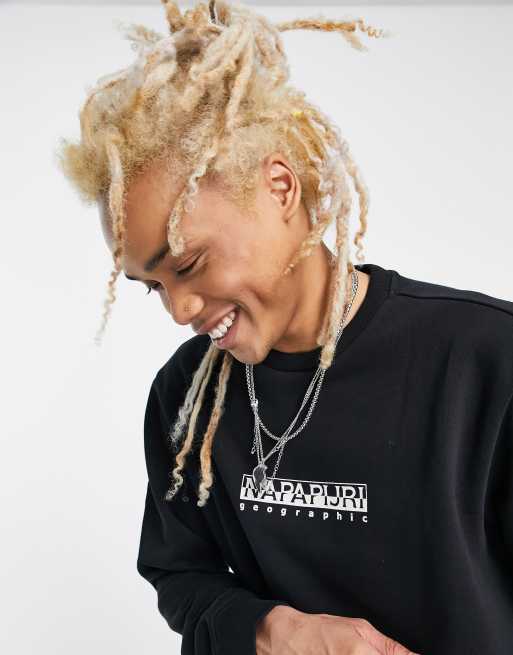 Napapijri - Felpa nera con logo squadrato