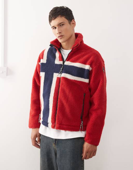 Napapijri - Fiemme - Polaire à motif drapeau - Rouge multicolore