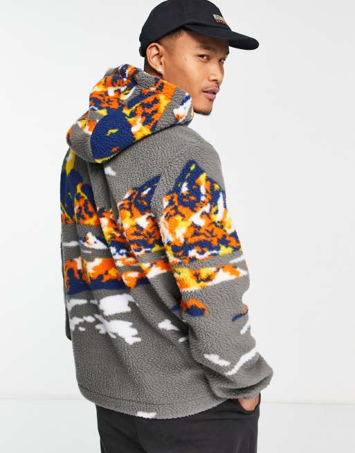 Napapijri fleece hoodie in mountain print