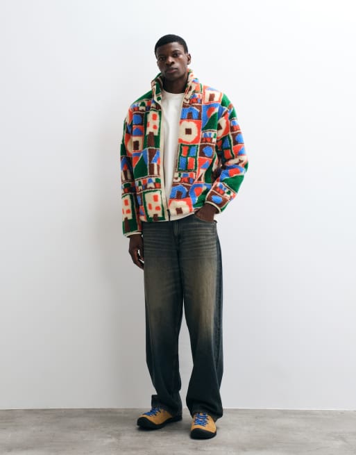 Napapijri fleece jacquard con zip intera multicolore, 1 di 5