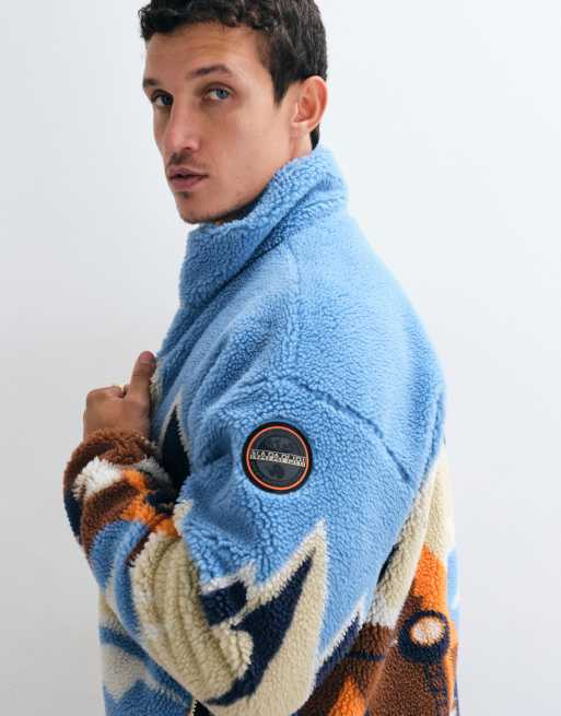 Napapijri Fleece mit durchgehendem Reißverschluss in Blau, 3 von 5