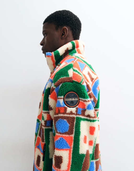 Napapijri Fleece mit durchgehendem Reißverschluss und Jacquardmuster in Multicolor, 3 von 5