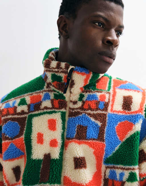 Napapijri Fleece mit durchgehendem Reißverschluss und Jacquardmuster in Multicolor, 4 von 5