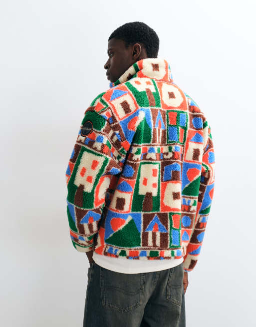 Napapijri Fleece mit durchgehendem Reißverschluss und Jacquardmuster in Multicolor, 5 von 5
