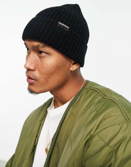 Napapijri - Foli - Geribbelde gebreide beanie in zwart