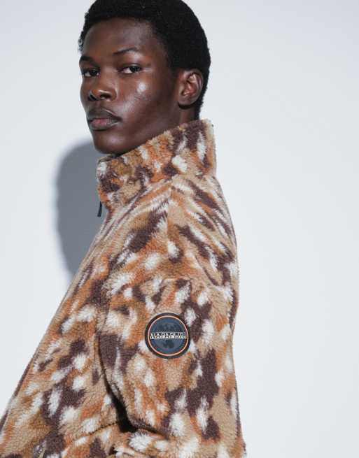 Napapijri forro polar jacquard con cremallera completa y estampado de ciervos, 4 de 5
