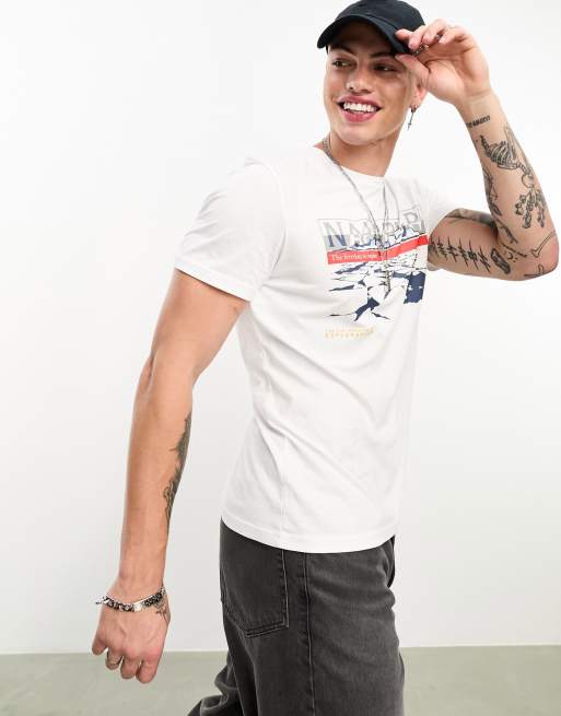 Napapijri - Fosteri - T-shirt met print op de borst in wit