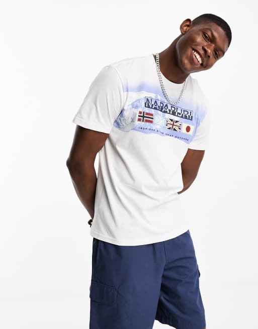 Napapijri - Gorfou - T-shirt met print op de borst in wit