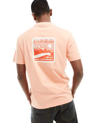  Napapijri Gouin backprint graphic t-shirt in pink