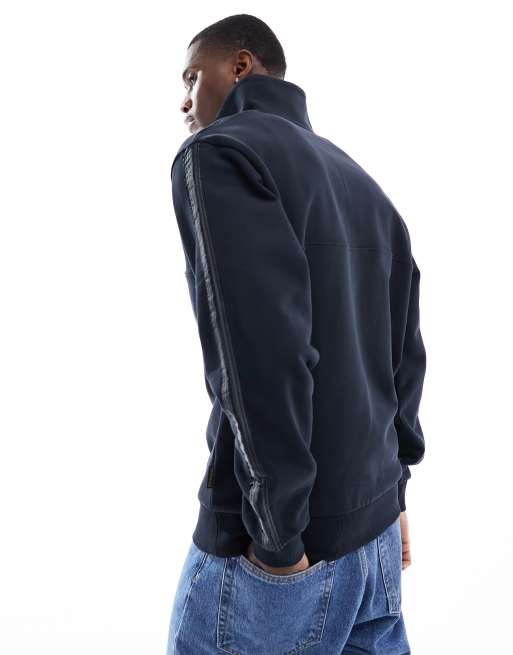 Napapijri Grober hooded logo taped 1/4 zip jacket in black, 2 of 4