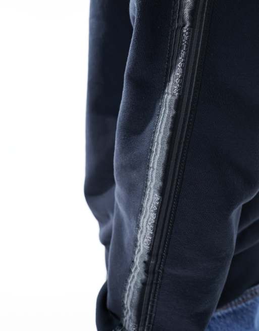 Napapijri Grober hooded logo taped 1/4 zip jacket in black, 4 of 4