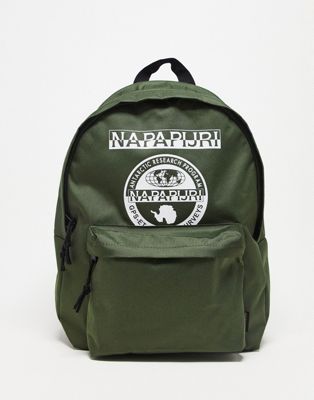 Napapijri Happy logo print backpack in khaki