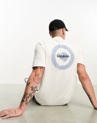 Napapijri Hill back print t-shirt in off white