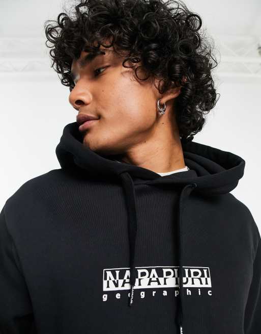 Mier schending Natte sneeuw Napapijri hoodie with box logo in black | ASOS