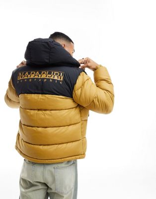 Napapijri Hornelen hooded puffer jacket in beige - ASOS Price Checker