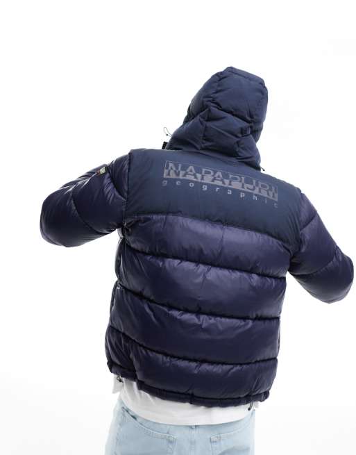 Napapijri - Hornelen - Gewatteerd jack met capuchon in marineblauw, 3 van 4