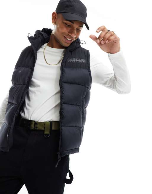 Napapijri - Hornelen - Gewatteerde bodywarmer met capuchon in zwart