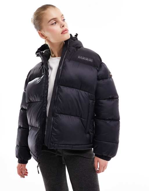 Napapijri Hornelen hooded puffer jacket in black | ASOS