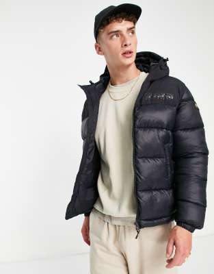 Napapijri Hornelen hooded puffer jacket in black | ASOS