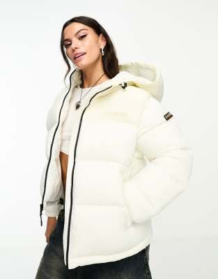 Napapijri Hornelen hooded puffer jacket in cream-White