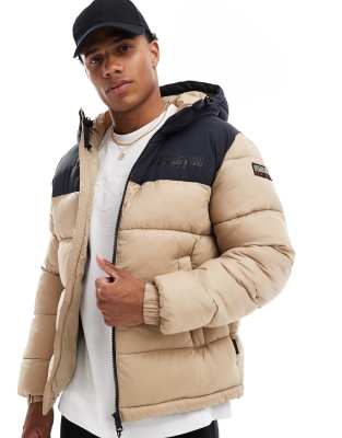 Hornelen logo puffer jacket in beige-Neutral