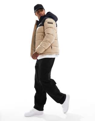 Napapijri Hornelen Logo Puffer Jacket In Neutral