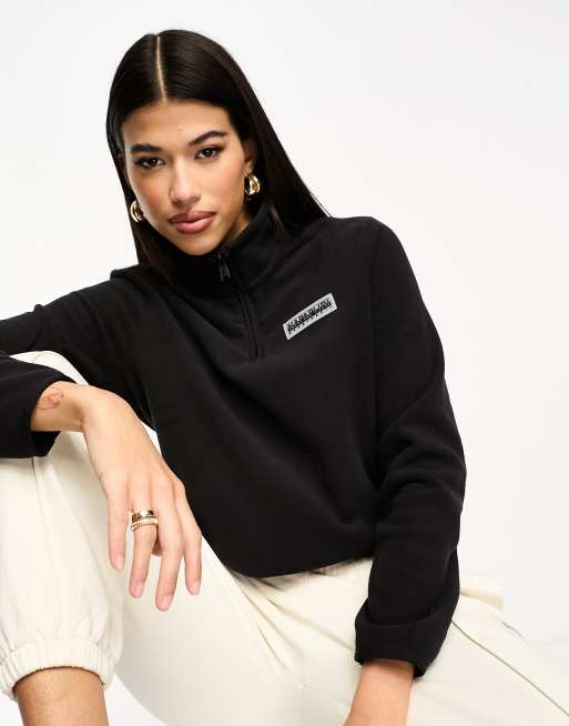 Napapijri - Iaato - Fleece met 1/4 rits in zwart