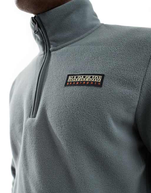 Napapijri Iaato logo 1/4 zip fleece in green | ASOS