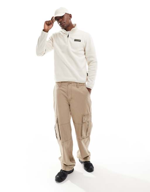 Napapijri Iaato logo 1/4 zip fleece in off white, 3 of 4