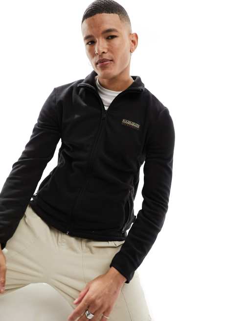 Napapijri – Iaato – Polarfleece-Sweatshirt in Schwarz mit Reißverschluss