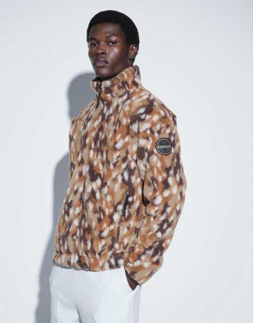Napapijri jacquardfleece met volledige ritssluiting en hertenprint, 2 van 5