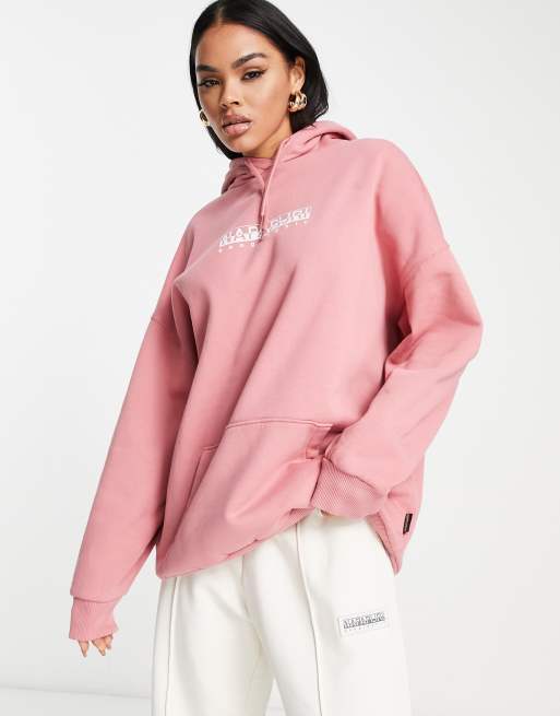 Napapijri – Kapuzenpullover mit Box-Logo in Rosa
