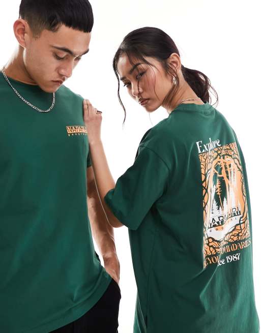 Napapijri – Keoni – T-Shirt in Dunkelgrün