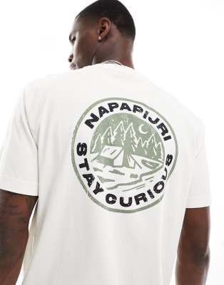 Napapijri - Kotcho - T-shirt met grafische print op de achterkant in gebroken wit