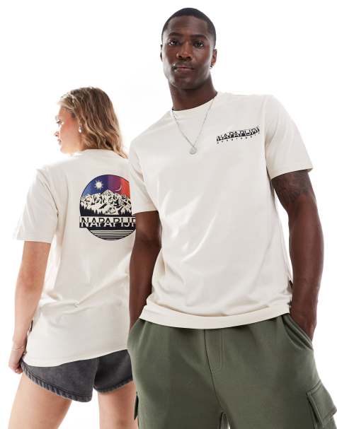 Napapijri Lahni mountain back print t-shirt in white - view 1