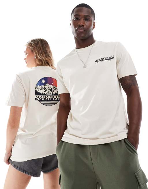 Napapijri Lahni mountain back print t-shirt in white