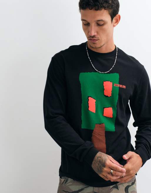 Napapijri långärmad grafisk t-shirt i svart, 2 av 5